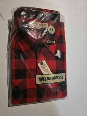 Vtg Flannel Shirt XXL Big men Original pkg Wilderness Red Plaid button
